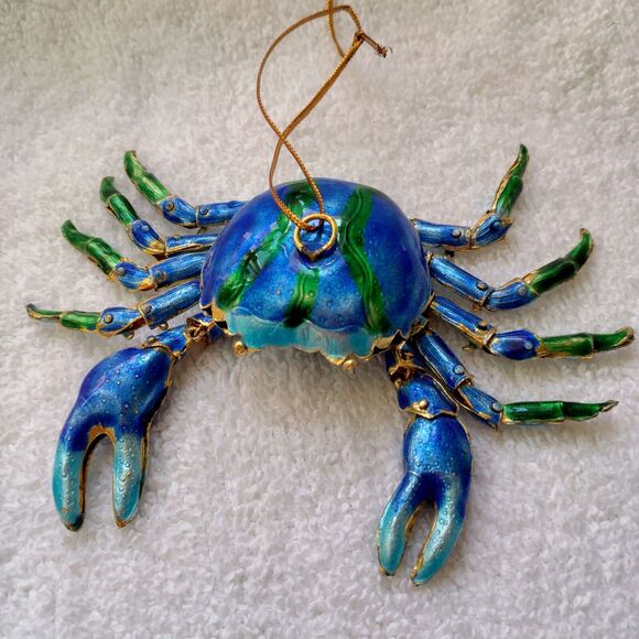 Cloisonne coastal crab ornament, Nautical Luxuries? not signed, 4 1/2" - Picture 1 of 7